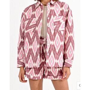 Molly Bracken Women’s Small S Batik Pattern Over-shirt Quilted Jacket Coat Top